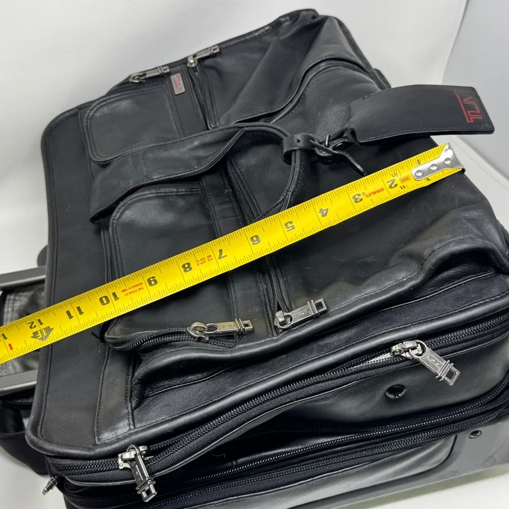Tumi Leather 2-Wheeler Expandable Leather Laptop Briefcase #96003D4 Black